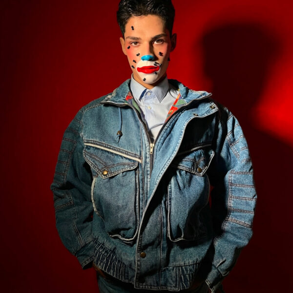 IMG_6933clown Chamarra Bomber de Mezclilla Oversize Vintage