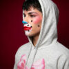 IMG_7302clown72 Hoodie Gris Con Estampado De Moño Rosa