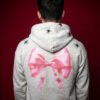 IMG_7302clown73 Hoodie Gris Con Estampado De Moño Rosa